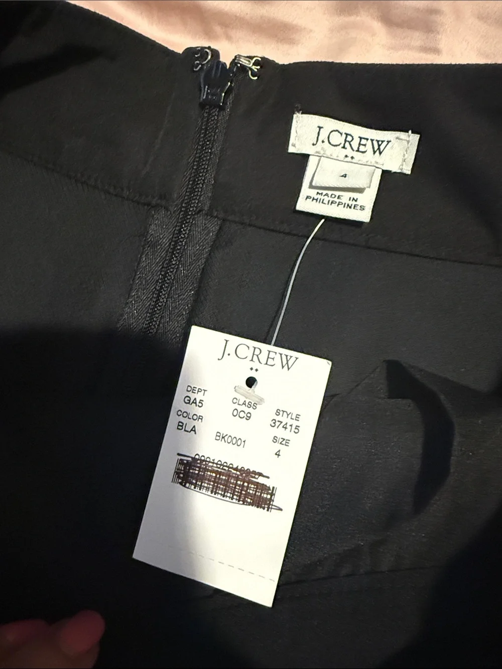 J. Crew Black Pencil Skirt Double Serge Cotton with Pockets Size 4 NWT Office